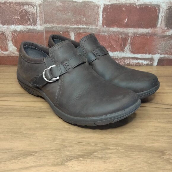 Merrell Clogs Womens Size 7.5 Brown Leather Casual Shoes J31332 Buckle - Picture 1 of 7